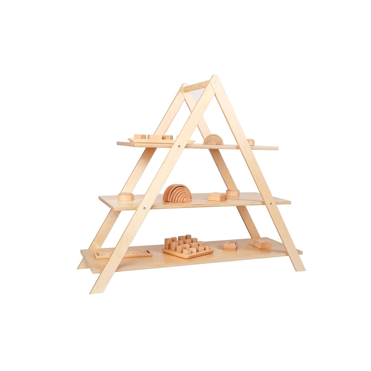Pyramid Display unit - Natural wood - Eco-friendly, encourages imaginative play and practical life skills
