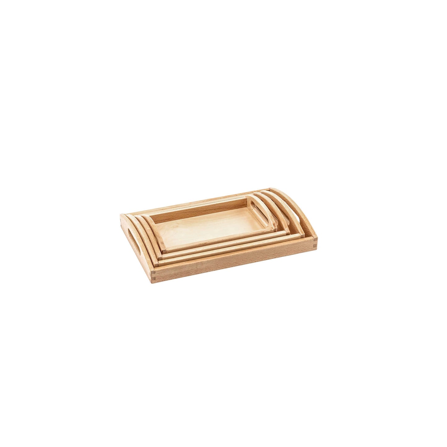 Stackable wooden sand tracing trays designed for educational use in classrooms and childcare centers.